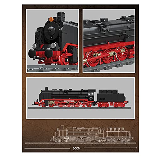 Myste Tren de tren de vapor con raíles ferrocarriles, 1173 + piezas de tren de ciudad, estilo retro, bloques de construcción, compatible con tren Lego City