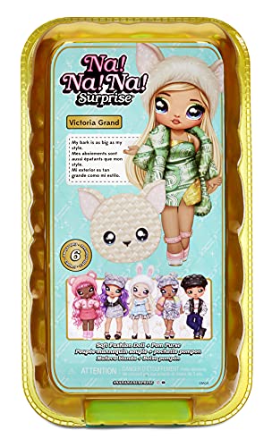 Na! Na! Na! Surprise Moda 2 en 1 metálico Serie Glam-Coleccionable-Muñeca Rubia con Vestido Verde y Gorra con Orejas y Bolso en Forma de Chihuahua-Victoria Grand 575382C3