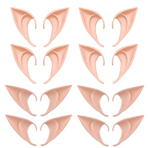 Nesloonp 8 Pares de Orejas de Elfo míticas para Disfraz de fantasía, Orejas de Duende de látex para Disfraz, para Cosplay, Fiestas, Halloween, Accesorios de Anime, Accesorios de Fiesta