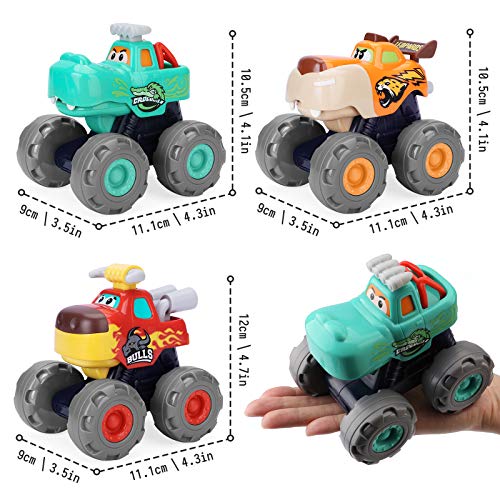 nicknack Monster Trucks Pull Back Car Push and Go Coches de juguete para bebés, niños pequeños, niños de 1 2 3 4 años
