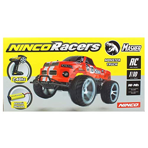Ninco NincoRacers Masher +. Monster Truck teledirigido 2.4GHz. Color: rojo. Medidas: 47 cm x 29 cm x 22,5 cm NH93127