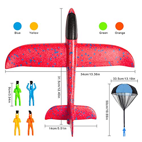Niños Planos de Espuma, 4 PCS Avión Planeador + 4 PCS Juguete de Paracaídas, Juguete Paracaídas Set， Espuma Aviones Deportes Al Aire Libre Volar Jugueter Avión Planeador para Juguete Infantil o Regalo