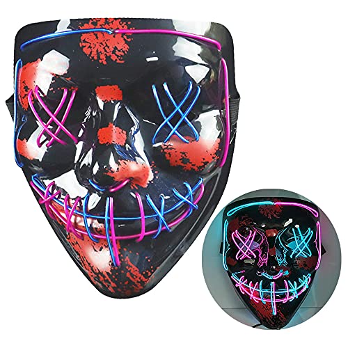 NIWWIN Máscara LED de Halloween, máscara de horror, decoración de Halloween, máscara de color que se puede iluminar, máscara de disfraces especiales, máscara para adultos，Atmósfera de carnaval
