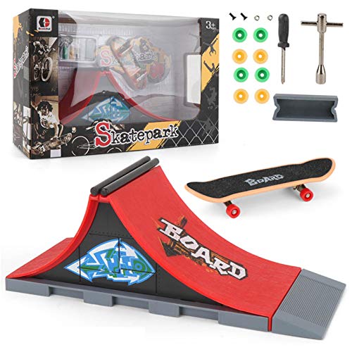 N/K Kit de Skate Park para Piezas de rampa de Tablero de Dedos con un monopatín de Dedo Ultimate Park Set de rampa, Mini monopatín de Dedo y Accesorios de rampa, Regalo para niños Skater