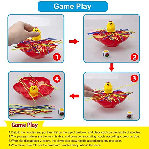 OMKMNOE Juguetes de Juego de Juguetes Spaghetti Dibujar lotes Juguete de Mesa para familias con niños Pasta Pasta Balance Juego para Adultos y niños de 6 años,Rojo
