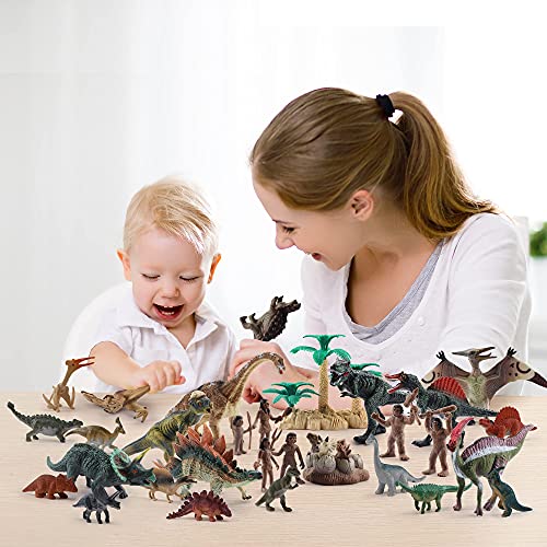 OR OR TU Juguetes de Dinosaurios Realistas para Niños Figuras de dinosaurios y criaturas prehistóricas Desmontar Huevo de Dinosaurio,Árboles,Cazadores Juego Educativo Temprano para 3 4 5 6 7 Años