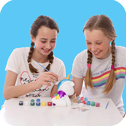 Original Stationery Regalos para Niñas- Hucha Unicornio para Pintar - Kit Pintura para Niñas y Accesorios Infantiles -Pinceles, Colores y Gemas - Regalo Niña 3 4 5 6 7 8 9 Años