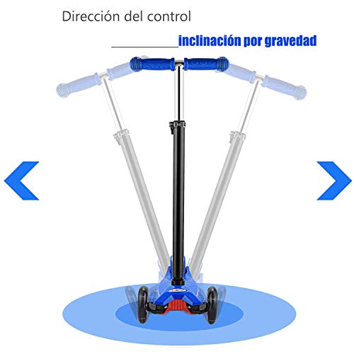 OUTCAMER Patinete Niño 3 a 12 Años Patinete 3 Ruedas con Led Luces Manillar Altura Ajustable 68-86cm para Niños y Niña Juegos Deportivos Scooter con Freno Posterior Monopatin Tres Ruedas Máxima 50 KG