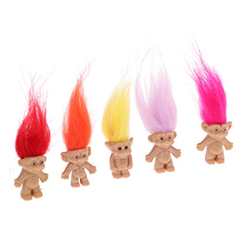 P Prettyia Modelo Muñecas Troll Lucky con Pelo Postizo Juguete Pretender para Niños - 5 pcs - #2