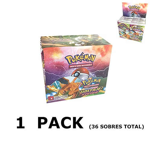 Pack Cartas Pokemon Español Coleccionables Edición Voltaje Vivido Tarjetas Extraoficiales Cartas de Batalla Basic Fase Entrenador Vmax Energía Especial Espada y Escudo (Pack 36 Sobres)