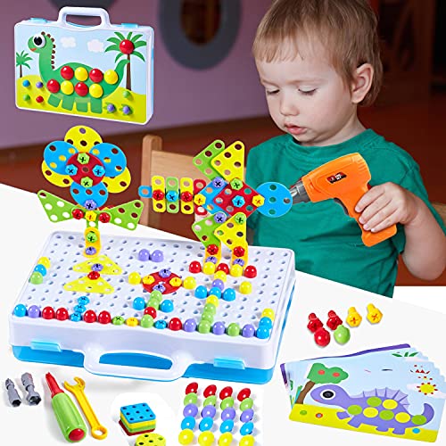 Paochocky Puzzles 3D Montessori Juguetes Bloques Construccion Rompecabezas Bricolaje Taladro Eléctrico Juguetes para Niños 3 4 5 6 7 8 9 10 Años