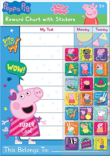 Paper Projects- Peppa Pig - Tabla de recompensa Diaria y 56 Pegatinas Brillantes Reutilizables (01.70.30.021)