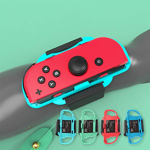 Paquete de 2 bandas de muñeca actualizadas para Just Dance 2021 2020 Nintendo Switch, correas elásticas ajustables para mandos Joy-Con, ajuste para adultos y niños (Animal Crossing azul y verde)