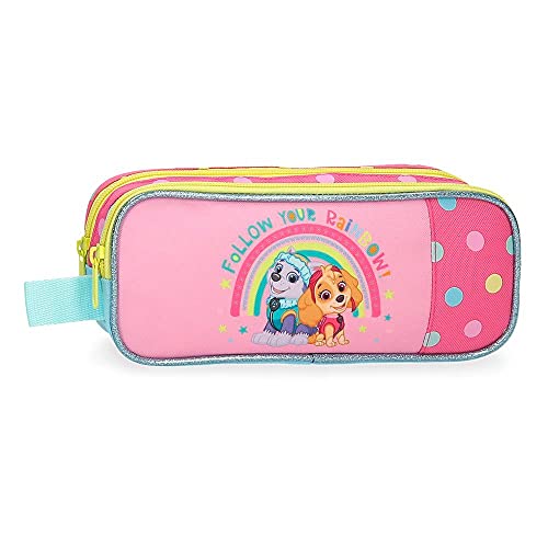 Patrulla Canina Paw Patrol Follow Your Rainbow Estuche Doble Rosa 23x9x7 cms Poliéster