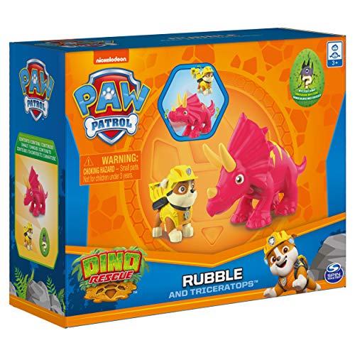 PAW Patrol Dino Rescue Rubble and Dinosaur Action Figure Set para niños a Partir de 3 años