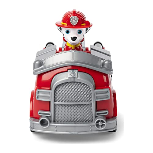 PAW PATROL Feuerwehr mit Vehicle/Basis Fahrzeug Bomberos de la Patrulla Canina con Figura de Marshall (vehículo básico), Color no se Puede aplicar. (Spin Master 6061798)