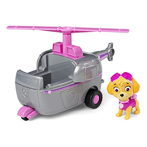 PAW PATROL Helikopter mit Skye Vehicle/Basis Fahrzeug helicóptero de la Patrulla Canina con Figura de Sky (vehículo básico), Color no se Puede aplicar. (Spin Master 6061800)
