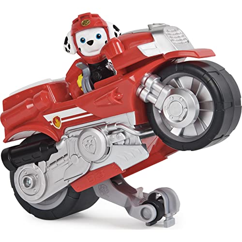 PAW PATROL Moto Pups Marshall’s Deluxe Pull Back Motorcycle Vehicle with Wheelie Feature and Figure Marshall Vehículo de Motocicleta con función (Spin Master 6061224)