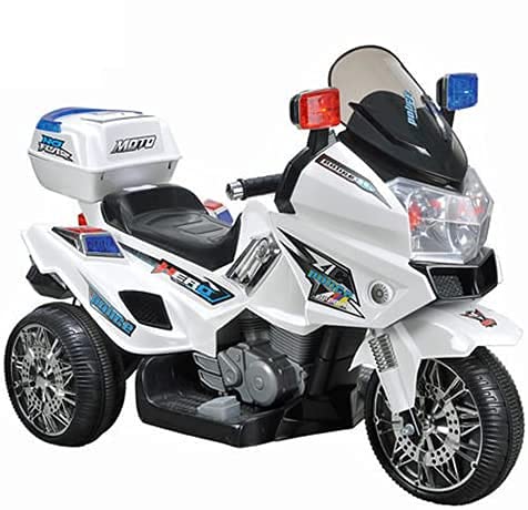 PEKECARS TRIMOTO POLICIA 12V CON DOBLE VELOCIDAD (BLANCA)