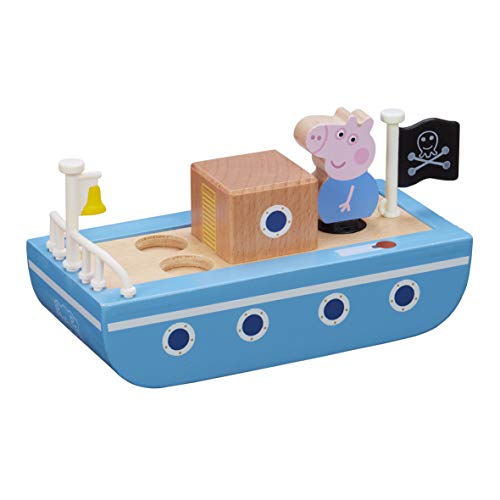 Peppa Pig - Barco de Madera con 1 Personaje de PAPY Pig de Madera incluida, Juguete de Madera, PPC64
