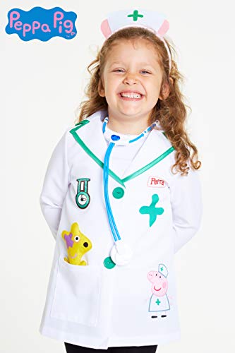 Peppa Pig Disfraz Niña, Disfraces Niña Niño con Accesorios de Juguete, Regalos Originales para Niñas y Niños Edad 3-5 Años (5 años, Blanco)