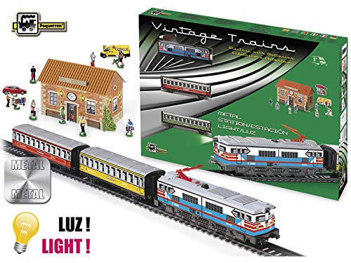 PEQUETREN - Tren de viajeros con luz y estación, Colores metálicos (302)