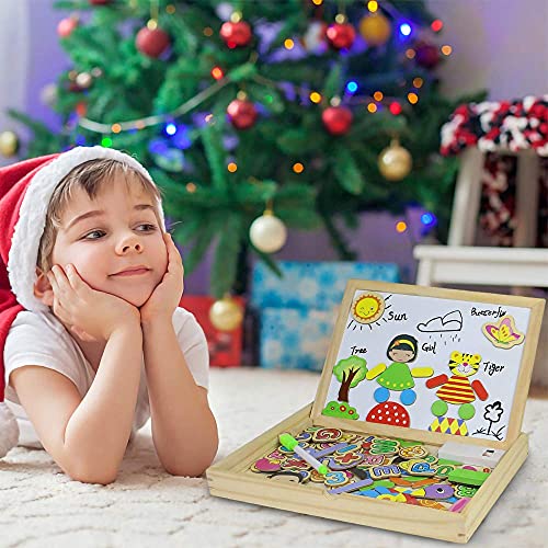 Pizarra Magnética Infantil Juguetes de Madera Letras Magneticas Niños Rompecabezas Juguetes Educativos Puzzles de Madera Magnético Tablero de Dibujo Juguetes niños 2 3 4 5 Años—Número y Letra