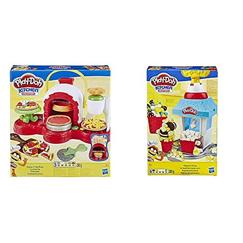 Play-Doh-Cocina de Pizza, Multicolor, Talla Única Hasbro E4576EU4 , Color/Modelo Surtido + Fábrica De Palomitas (Hasbro E5110EU4) , Color/Modelo Surtido