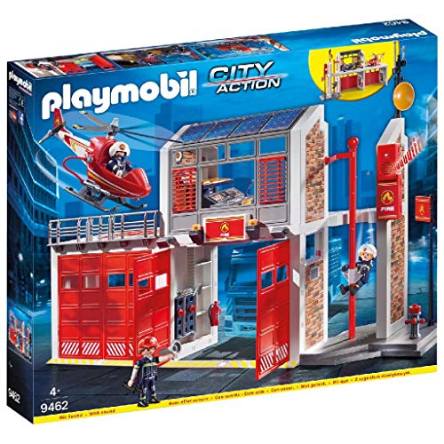 PLAYMOBIL City Action Parque De Bomberos con Efectos De Sonido, A Partir De 4 Años (9462) + City Action Camión De Bomberos con Escalera, Luces Y Sonido, A Partir De 5 Años (9463)