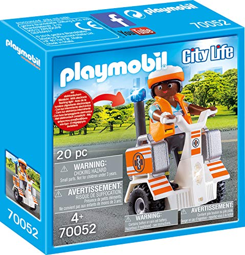 PLAYMOBIL- City Life Patinete de Equilibrio de Rescate, Color carbón (70052)