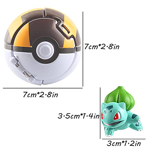 Poké Bolas Pokéball,Pokeball figuritas,Bolas Pokéball,Throw figuritas Ball Toy Set,para Niños y Adultos Fiesta de Regalo (Bulbasaur)