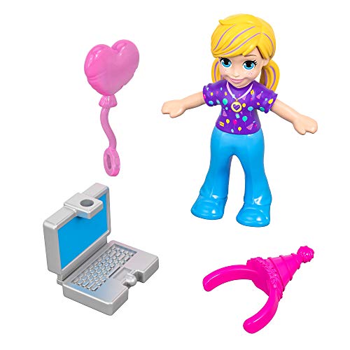 Polly Pocket Mini Cofre Fiestad de cumpleaños sorpresa, muñeca con accesorios (Mattel GFM53)
