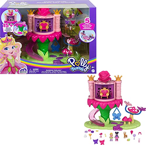 Polly Pocket Paseo de la Princesa Hada, set de juego con muñeca, mascota y accesorios, juguete para niñas y niños mayores de 4 años (Mattel GYK43)