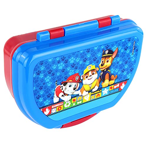 P:os 29427 Fiambrera para niños y niñas con moderno diseño de La Patrulla Canina en azul, aprox. 16 x 12 x 6,5 cm, de plástico, sin BPA ni ftalatos