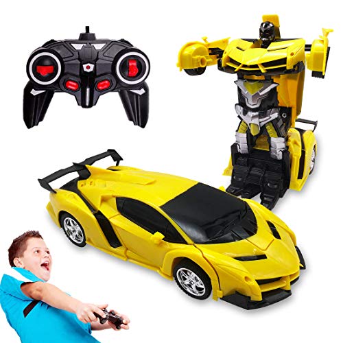 Pup Go Coche Teledirigido, 2 in 1, Transformable，Robot RC Car, 2.4GHz Coche Radiocontrol with LED, Batería Recargable, Transforming Toys Juguetes Regalo para niños de 3 4 5 6 7 años