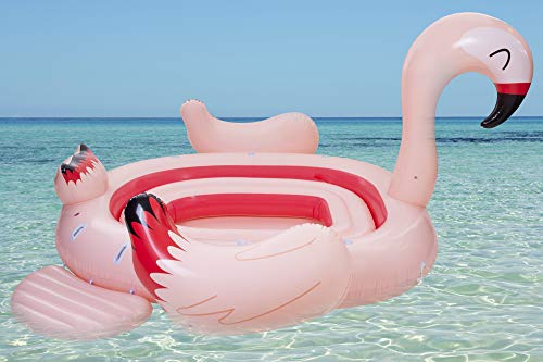 Pure 4 Fun Isla Inflable Gigante del Agua del Flamenco – para hasta 6 Personas, Talla única, Rosa, P4F130200