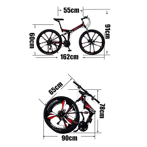 QCLU Bicicleta de montaña Plegable de 24 Pulgadas, Mini Mini Plegable de la Bicicleta de Adulto for Adultos Bicicleta pequeña Bicicleta portátil (Color : Red)