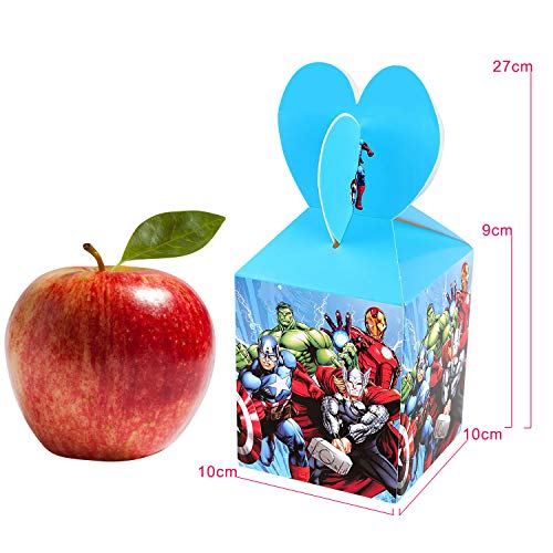 Qemsele Cajas De Fiesta Bolsas de cumpleaños, 12Pcs Regalo Cajas, Cajas de Caramelo Tema reutilizable Bolsas de Fiesta bolsas para cumpleaños niños la fiesta favorece la bolsa bolsas fiesta (Avengers)