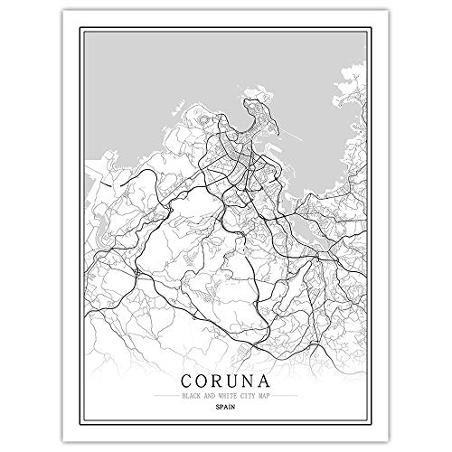 QYQMYK Puzzle De 300/500/1000/1500 Piezas,España Coruña Mapa Ciudad Adultos Wooden Jigsaws Familia Educativa Difícil Descompresión Desafío Logic Juguete para Niños Adolescentes Decoración del Hogar,
