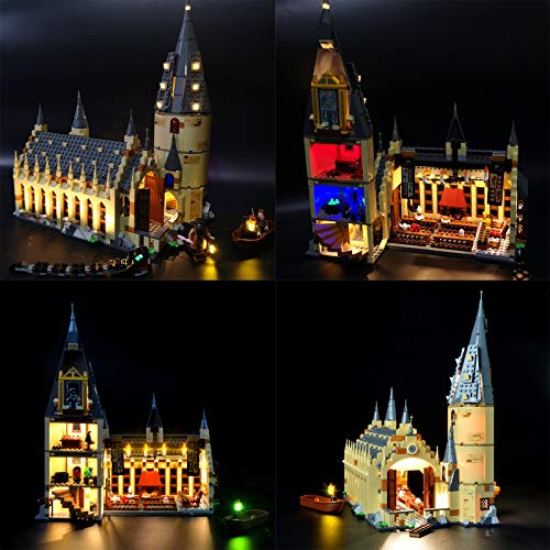 QZPM Conjunto De Luces (Harry Potter Gran Comedor De Hogwarts) Modelo De Construcción De Bloques, Kit De Luz LED Compatible con Lego 75954 (NO Incluido En El Modelo)