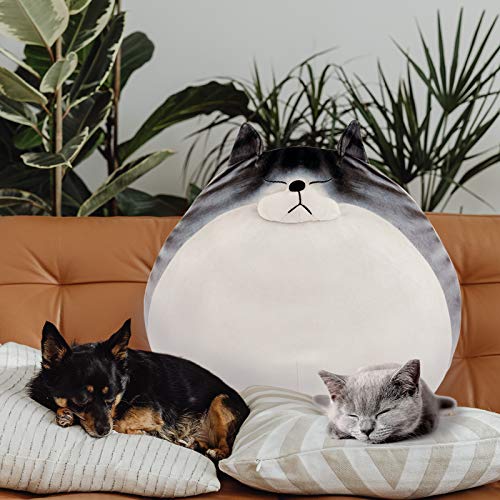 RAINBEAN - Almohada de Felpa con Lindo Gato Gordo, Animal de Peluche a Rayas Tabby Kawaii, Juguete Grande, muñeco de Gatito Suave, Regalo para niños y Amigos, 17 Pulgadas