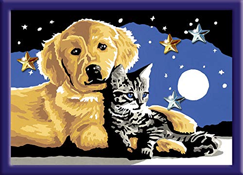 Ravensburger, CreArt, Cielo Estrellado, Kit de Pintura, Pintar por Números, Juego Creativo para Niños y Niñas, 2 Pinceles y 1 Marco, Edad Recomendada 9+