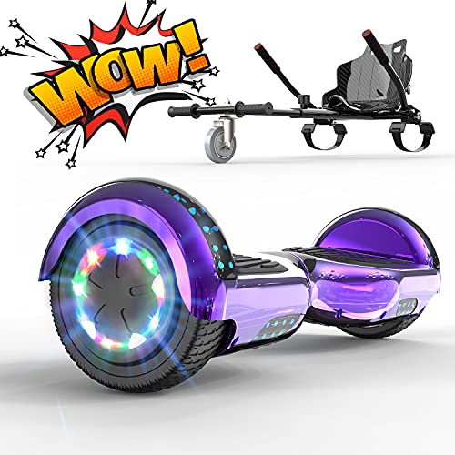 RCB Hoverboard Patinete Eléctrico Self Balancing Scooter de Auto-Equilibrio Luces LED Integradas con Hoverkart Go-Kart Bluetooth Regalo para Niños y Adultos 6.5
