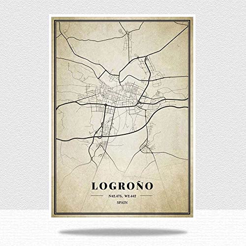 Rompecabezas De Madera Adulto De 1000 Piezas - Retro City Jigsaw, España Logroño Mapa Puzzle Sets Para Familia, Rompecabezas De Desafío Cerebral Para Niños, Juegos Padre-Hijo, Rompecabezas De Int