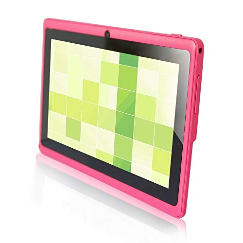 RUNNA Tablet PC de educación para niños, 7.0 Pulgadas, 1 GB + 8GB, Android 4.4 Allwinner A33 cuádruple, WiFi, Bluetooth, OTG, FM, cámara Dual, con Caja de Silicona (Negro) (Color : Pink)