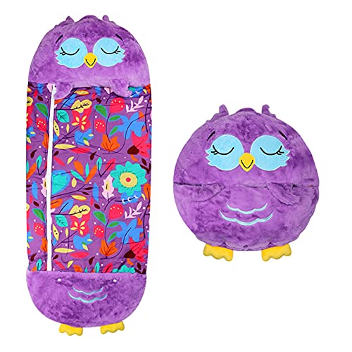 Saco De Dormir para Niños, Happy Nappers, Saco De Dormir para Niños 2 En 1, Saco De Dormir para Bebé De Dibujos Animados Cálido Suave Cálido Cómodo E Interesante 4-10 Años (H)