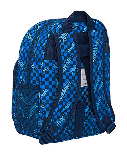 Safta Mochila Escolar Infantil de Hot Wheels, 270x100x330mm, azul, M