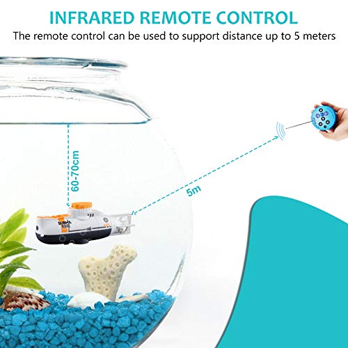 Seamuing Mini RC Submarino Control Remoto Barco Recargable RC Submarino Electrónico Agua Juguete Impermeable Buceo para Piscina Tanque de Peces Niños Regalo