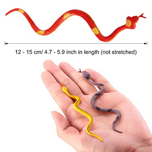 Serpientes Falsos de Plástico Serpiente de Selva Tropical Serpiente de Goma Realista Colorido para Niños y Niñas Decoración de Fiesta Juguetes de Mordaza Broma y Prop (24 Pieces)