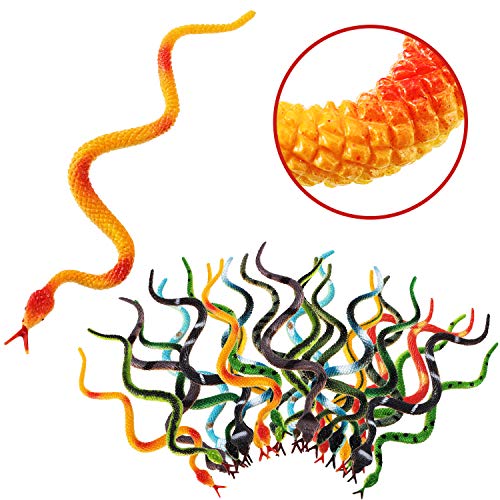 Serpientes Falsos de Plástico Serpiente de Selva Tropical Serpiente de Goma Realista Colorido para Niños y Niñas Decoración de Fiesta Juguetes de Mordaza Broma y Prop (24 Pieces)